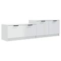 vidaXL TV stolík lesklý biely 158,5x36x45 cm spracované drevo