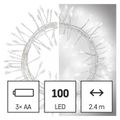 LED vianočný nano reťaz – ježko, 2,4 m, 3x AA, vnútorný, studená biela, časovač