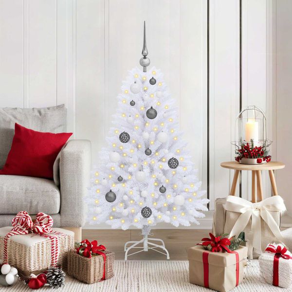 vidaXL Umelý vianočný stromček Biela 68 x 68 x 120 cm PVC a kov