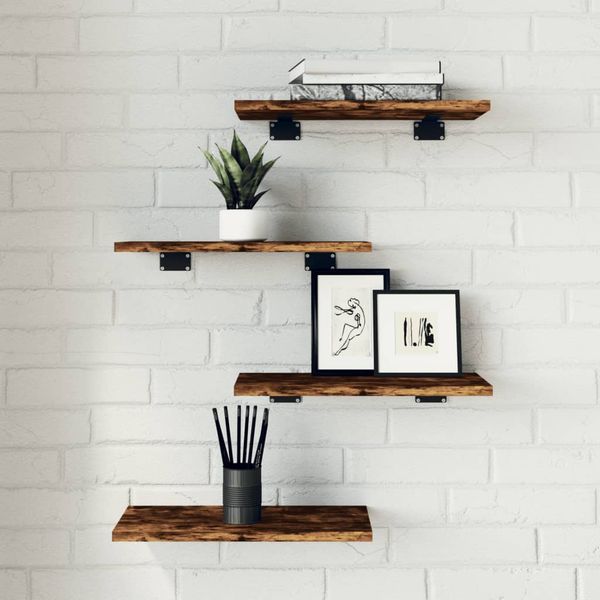 vidaXL Nástenné police 4 ks dymový dub 40x20x1,5 cm kompozitné drevo