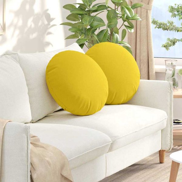 vidaXL Vankúše na sedenie 2 pcs Svetložltá Ø50 x 19 cm látka