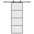 vidaXL Posuvné dvere s kovaním čierne 76x205 cm ESG sklo