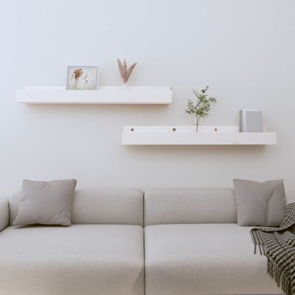 vidaXL Nástenné skrinky 2 ks biele 80x12x9 cm masívna borovica