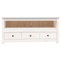 vidaXL TV skrinka biela 114x35x52 cm masívna borovica