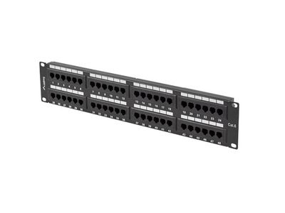 Patch panel 48 portov 2U 19'' CAT.6 utp čierny lanberg