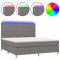vidaXL Posteľ boxsping s matracom a LED tmavosivá 160x200 cm látka