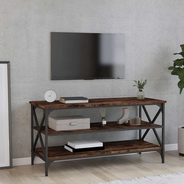 vidaXL TV skrinka dymový dub 100x40x50 cm spracované drevo