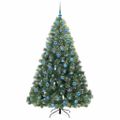 vidaXL Umelý vianočný stromček s 300 LED-i Zelená 180 cm PE a PVC