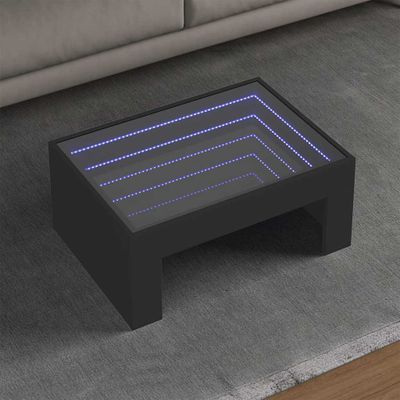 vidaXL Konferenčný stolík s nekonečnými LED čierny 70x50x30 cm