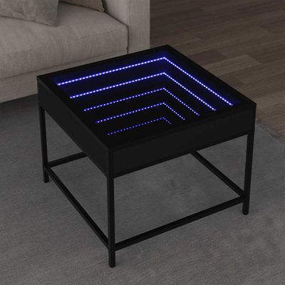 vidaXL Konferenčný stolík s nekonečnými LED čierny 50x50x41 cm