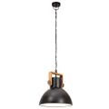 vidaXL Industriálna závesná lampa 25 W, čierna, okrúhla 30 cm E27