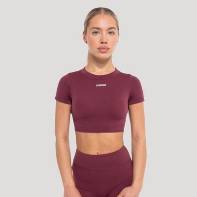 Dámsky top Crop Flow Wine - GymBeam, veľkosť XS