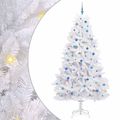 vidaXL Umelý Sklápací Vianočný Stromček Biela 240 cm PVC a oceľ