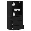 vidaXL Highboard Čierny dub 80 x 33 x 150 cm Kompozitné drevo
