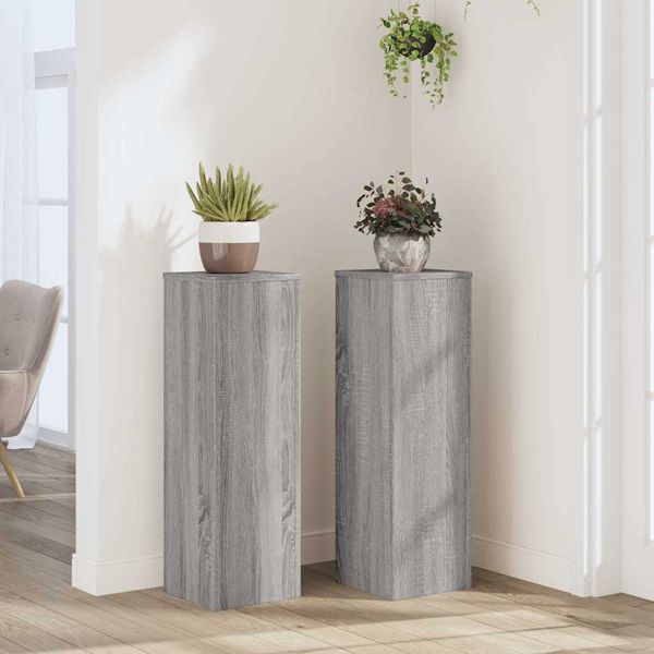 vidaXL Stojany na rastliny 2 ks sivé sonoma 25x25x80 cm kompoz. drevo