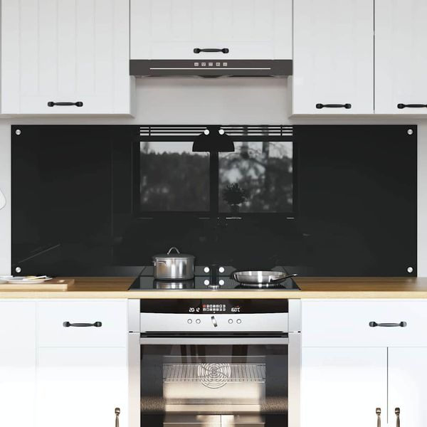 vidaXL Kuchynský obklad 2 pcs Čierna 80 x 60 cm tvrdené sklo