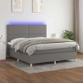vidaXL Posteľ boxsping s matracom a LED tmavosivá 160x200 cm látka