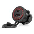Vodotesná nabíjačka telefónu s RED LED podsvietením 2xUSB QC3.0 12/24V AMIO-04221