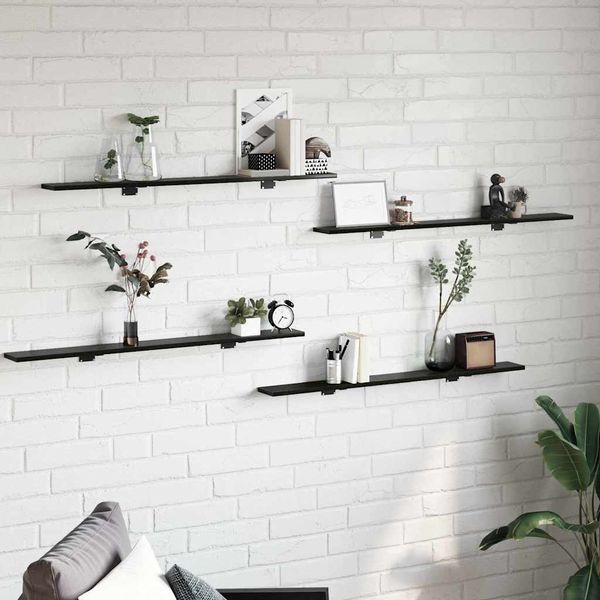 vidaXL Polica na knihy 4 pcs Čierny 100 x 10 x 1,5 cm Kompozitné drevo