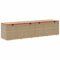 vidaXL Záhradný úložný box, béžový 220x50x54 cm, polyratan a akácia