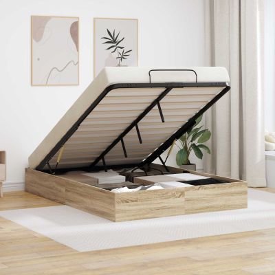 vidaXL Otomanový posteľný rám s úložiskom Sonoma dub 193 x 140 x 25 cm