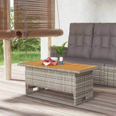 vidaXL Záhradný stôl šedý 100x50x43/63 cm masívna akácia a polyratan