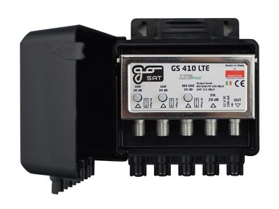 Anténny zosilňovač GoSAT GS410LTE, na stožiar,1xFM G20dB, 1xDAB G20dB, 2xUHF G30dB