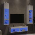 vidaXL 6-dielne TV nástenné skrinky s LED biele kompozitné drevo
