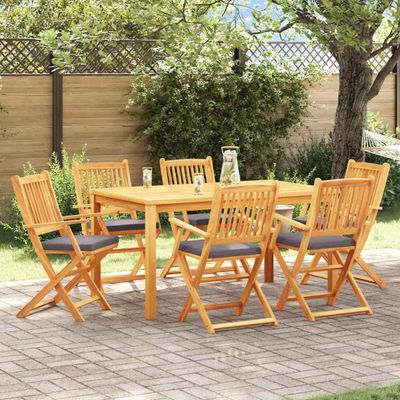 vidaXL Skladacia stolička 6 pcs Sivá 49 x 57.5 x 92 cm Akáciový masív
