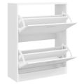 vidaXL Botník lesklý biely 63x24x81 cm spracované drevo