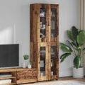 vidaXL Highboard FLORIN 60 x 35 x 182 cm Staré drevo Kompozitné drevo