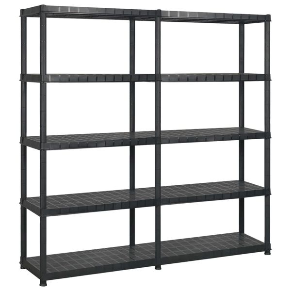vidaXL Regál s 5 úložnými poličkami čierny 170x40x185 cm plastový