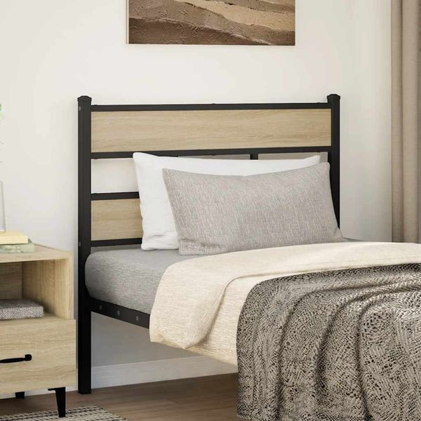 vidaXL Náhradné čelo postele, dub sonoma 80 cm, železo a kompozitné drevo