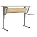 vidaX Písací stôl sonoma a sivý 110x53x(58-87)cm spracované drevo oceľ