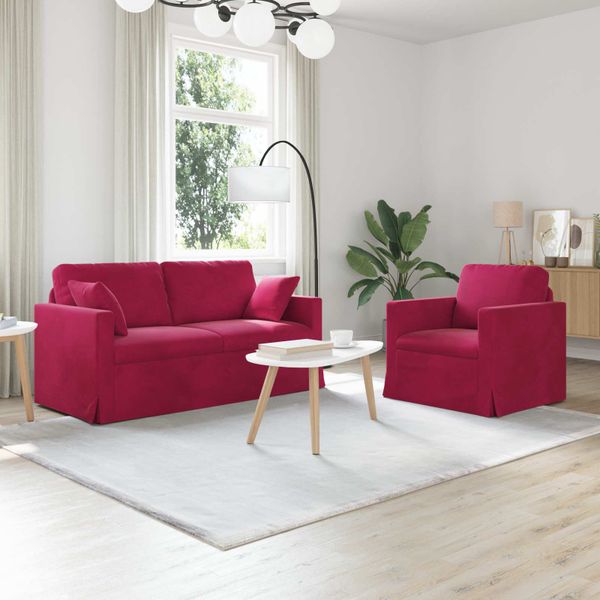 vidaXL Sada pohoviek 2 pcs Víno červené 158 x 78 x 80 cm Zamat