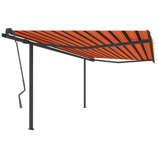 vidaXL Automaticky zaťahovacia markíza a stĺpiky 4x3,5m oranžovo-hnedá