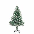 vidaXL Umelý vianočný stromček, snehom obalený, s LED svetlom 150 cm