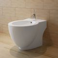 vidaXL Okrúhly stojaci bidet, biely, prvotriedna keramika
