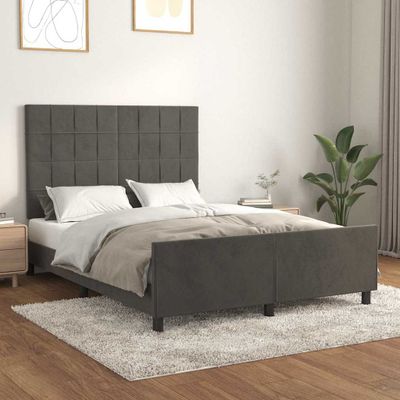vidaXL Posteľ bez matraca tmavosivá 140x200 cm zamat