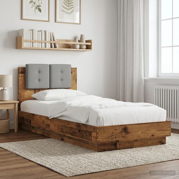 vidaXL Rám postele s čelom Staré drevo 80 x 200 cm Kompozitné drevo