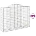 vidaXL Oblúkové gabionové koše 9 ks 200x50x140/160 cm pozink. železo