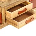 vidaXL Úložná lavica 120x36x36 cm masívne mangovníkové drevo a koža