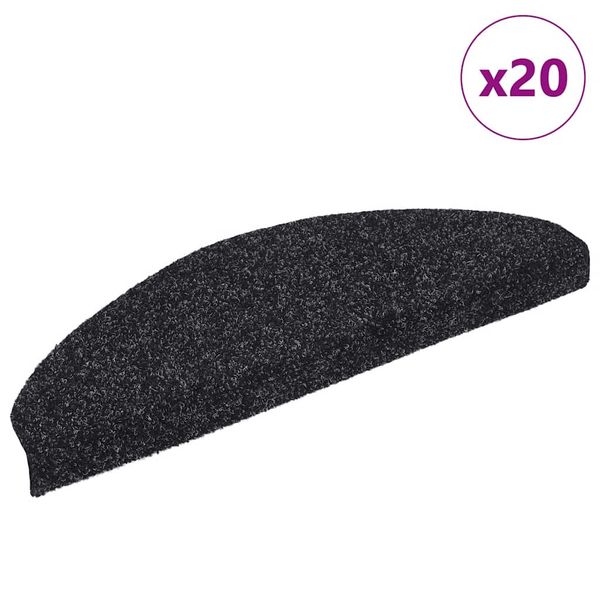 vidaXL Schodové rohože, samolepiace, 20 ks, 65x21x4 cm, čierne, polkruhové, veľké