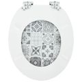 vidaXL Sedenie na toaletu s tichým zatváraním Modro-biely porcelán