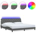 vidaXL Rám postele s LED bez matraca tmavosivá 200x200 cm látka