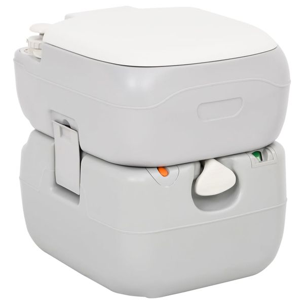 vidaXL Prenosné kempingové WC šedo-biele 22+12 l HDPE