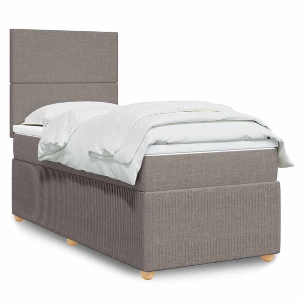 vidaXL Posteľný rám boxsping s matracom sivohnedý 90x200 cm látka