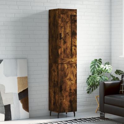 vidaXL Vysoká skrinka dymový dub 34,5x34x180 cm spracované drevo