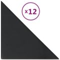 vidaXL Nástenné panely 12 ks čierne 30x30 cm umelá koža 0,54 m²