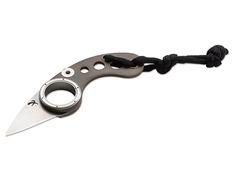 Pierre Supper 01PE006 La Griffe Pliante vreckový nôž na krk 3,7 cm, hnedá, G10, puzdro Kydex